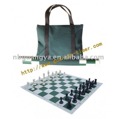 CHESS SET, CHESS BOARD, BAG AND CLOCK